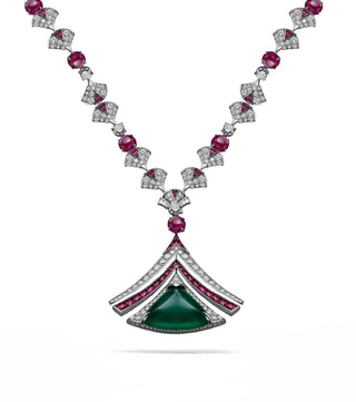 LUXURY EMERALD FREEN RED DIVA ROMA LONG NECKLACE