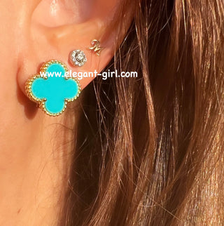 ONE FLOWER TURQUOISE EARRING