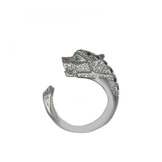 SILVER PANTHER C SHAPE RING