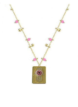 PINK HAND BAR NECKLACE