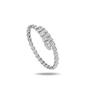 THIN FULL DIAMOND SERPENTI SILVER BANGEL